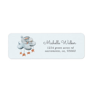 cute bunny cloud stars return address