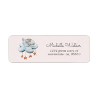 Cute Bunny Cloud Stars Return Adress Label