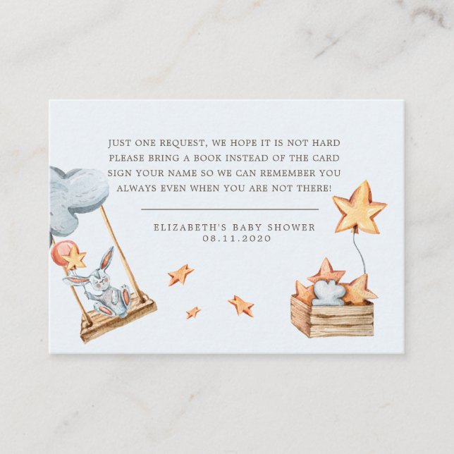 Cute Bunny Clouds Baby Shower Enclosure Card (Front)