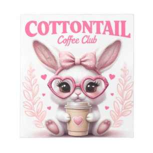 Cute Bunny Coffee Club Notepad Adorable Daily Note