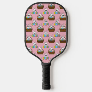 Cute Bunny Colourful Easter Egg Hunt Basket Patter Pickleball Paddle