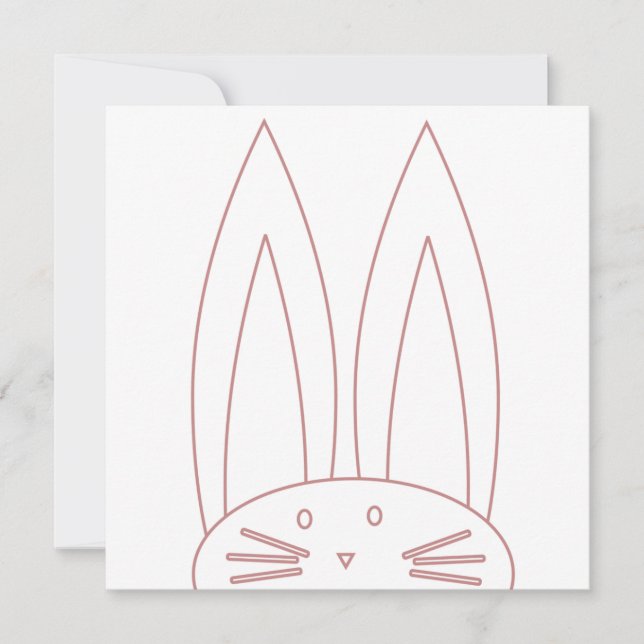 Cute Bunny Colouring Pink Outline Holiday  Card (Front)