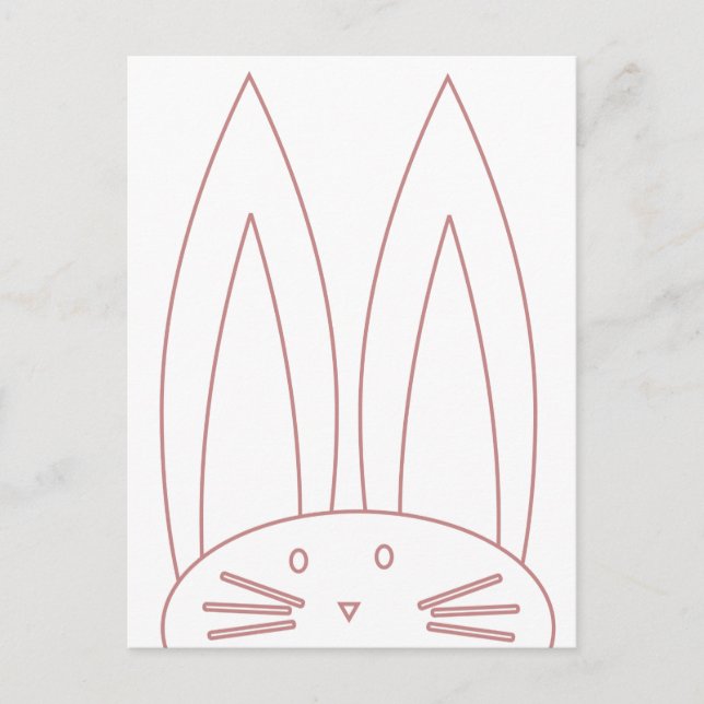 Cute Bunny Colouring Pink Outline Holiday Postcard (Front)