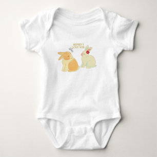 Cute Bunny Couple Love Quote - "Honey I Love You" Baby Bodysuit