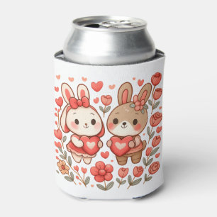 Cute Bunny Couple Valentine’s Day Can Sleeve Cooler