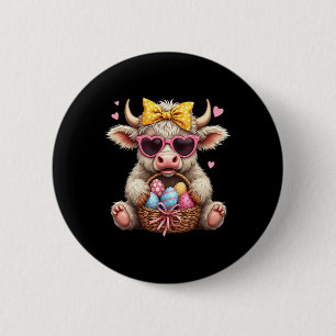 Cute Bunny Cow Retro Farmer Western Easter Day 2 Inch Round Button