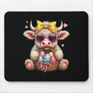 Cute Bunny Cow Retro Farmer Western Easter Day Mouse Pad