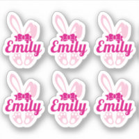 Cute Bunny Custom Name Stickers