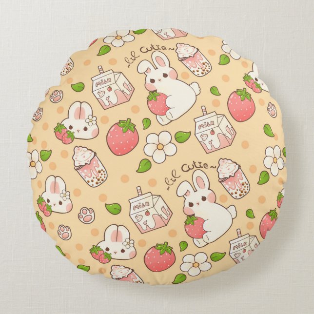 cute bunny design round pillow (Front)