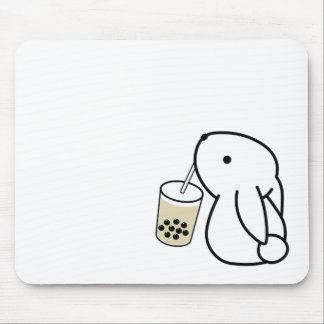 Cute Bunny Drinking Boba Tea Mouse Pad