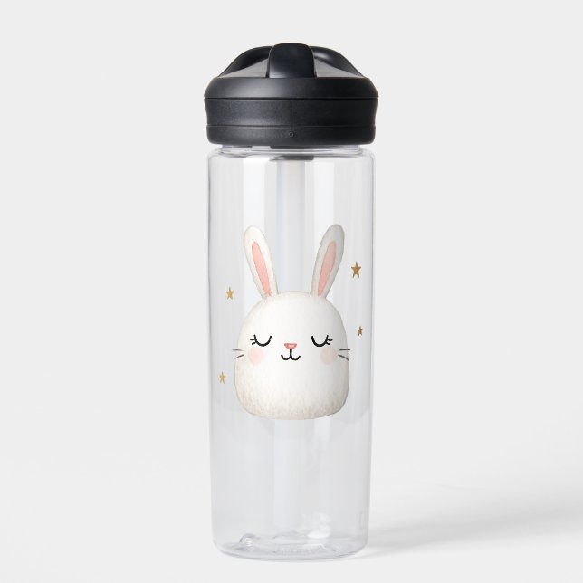 Cute Bunny Drinkware – Adorable White Rabbit Water Bottle (Front)