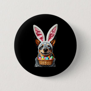 Cute bunny ear australian cattle dog easter eggs 2 inch round button