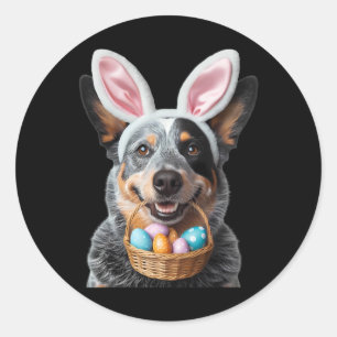Cute Bunny Ear Australian Cattle Dog Easter Eggs O Classic Round Sticker