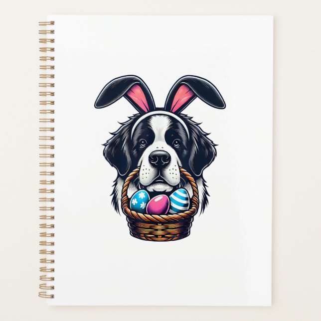 Cute Bunny Ear Saint Bernard Dog Easter Egg Owner  (Devant)