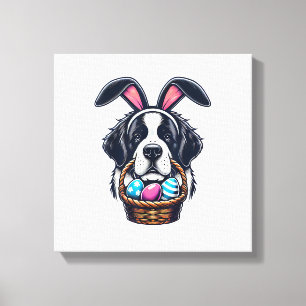 Cute Bunny Ear Saint Bernard Dog Easter Egg Owner  Canvas Print