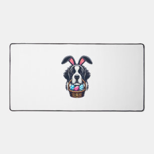 Cute Bunny Ear Saint Bernard Dog Easter Egg Owner  Desk Mat