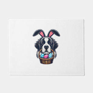 Cute Bunny Ear Saint Bernard Dog Easter Egg Owner  Doormat