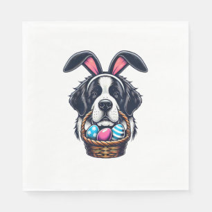 Cute Bunny Ear Saint Bernard Dog Easter Egg Owner  Napkin