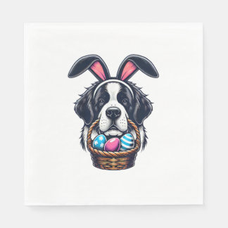 Cute Bunny Ear Saint Bernard Dog Easter Egg Owner  Napkin