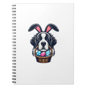 Cute Bunny Ear Saint Bernard Dog Easter Egg Owner  Notebook