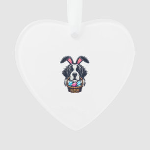 Cute Bunny Ear Saint Bernard Dog Easter Egg Owner  Ornament