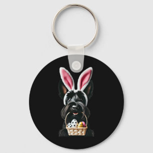 Cute Bunny Ear Scottish Terrier Dog Easter Eggs Ow Keychain