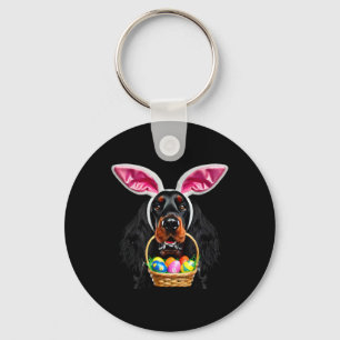 Cute Bunny Ears Gordon Setter Dog Easter Egg Hunt Keychain