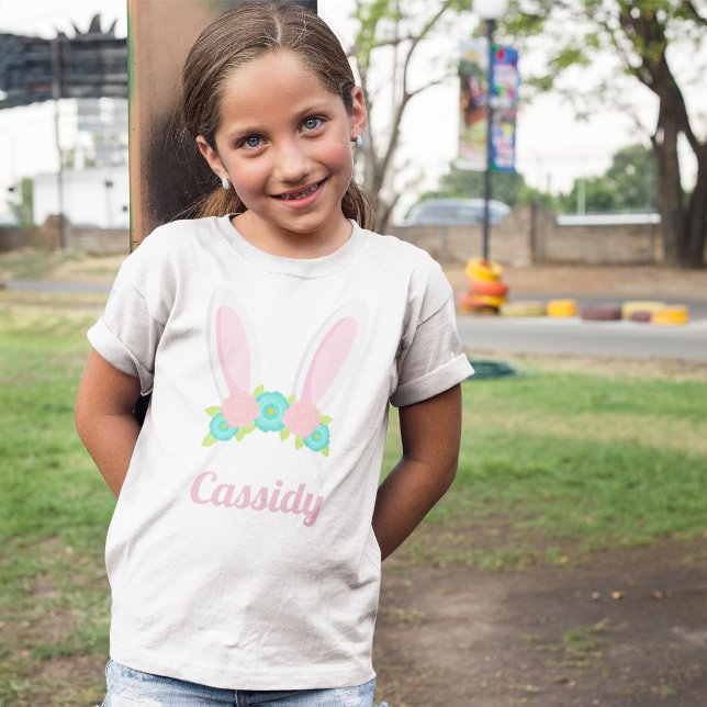 Cute Bunny Ears Tiara Easter Personalized Girls T-Shirt (Creator Uploaded)