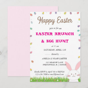 Cute Bunny  Easter BRUNCH & HUNT Invitation