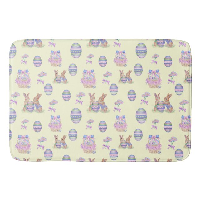 Cute Bunny Easter Egg Bath Mat (Front)