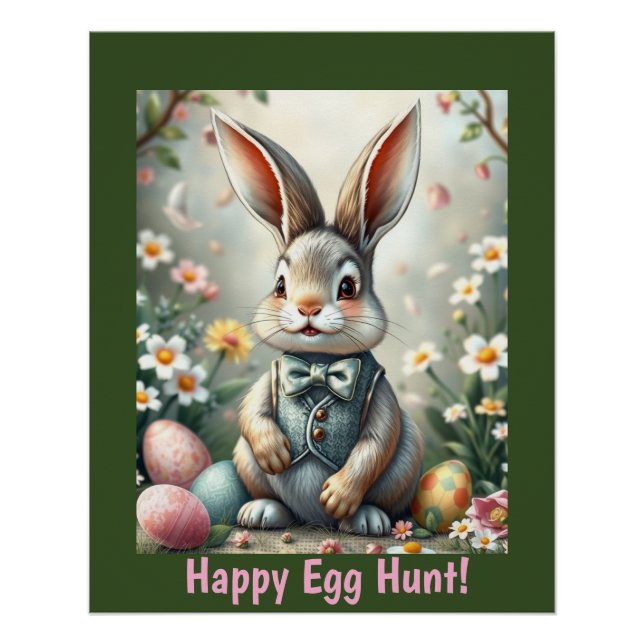 Cute Bunny Easter Glossy Poster (Front)