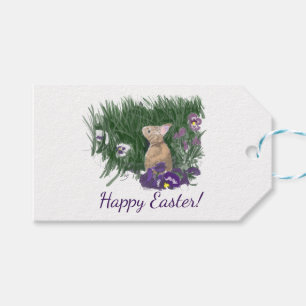Cute Bunny Easter Wishes Holiday Greetings Gift Tags