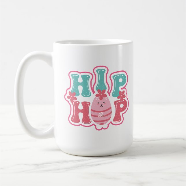 Cute Bunny Egg Hip Hop Happy Easter  Coffee Mug (Left)