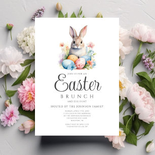 Cute Bunny Egg Hunt And Easter Brunch  Invitation