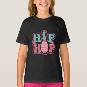 Cute Bunny Egg Hunt Hip Hop Happy Easter Black T-Shirt