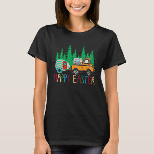 Cute Bunny Eggs Easter Camping Happy Easter Day Ca T-Shirt