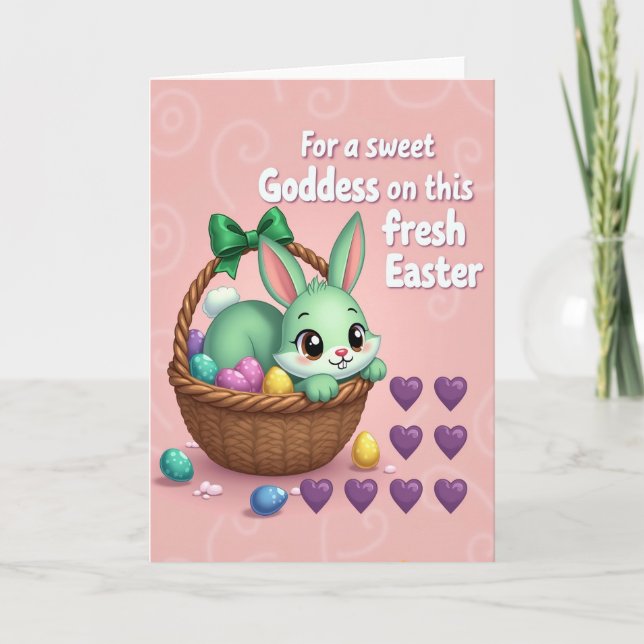 Cute Bunny Eggs Spring Holiday Card (Front)