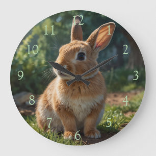 Cute Bunny English cottage garden Easter Large Clock