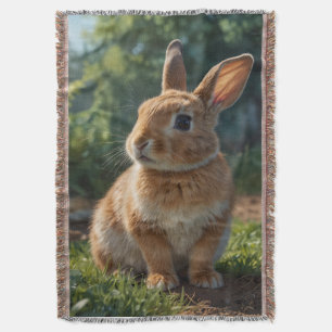 Cute Bunny English cottage garden Easter Throw Blanket