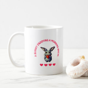 Cute Bunny Enjoying A Morning Brew Coffee Mug