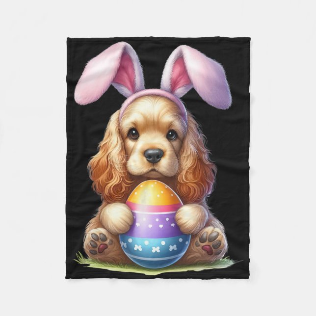 Cute Bunny Er Spaniel Dog Easter Hug Eggs Easter D Fleece Blanket (Front)