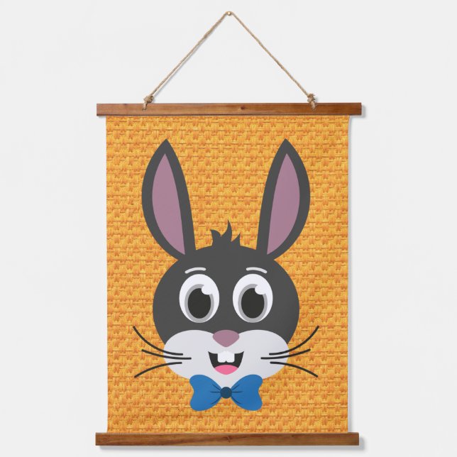 Cute Bunny Face Boy Cartoon Easter Rabbit Hanging Tapestry (Front)