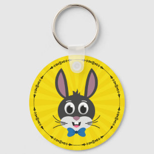 Cute Bunny Face Boy Cartoon Easter Rabbit Keychain