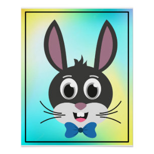 Cute Bunny Face Boy Cartoon Easter Rabbit Poster