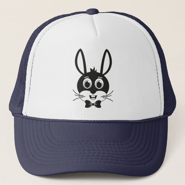 Cute Bunny Face Boy Cartoon Easter Rabbit Trucker Hat (Front)