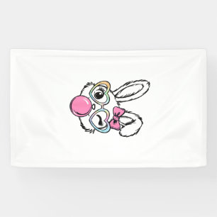 Cute Bunny Face Bubblegum Glasses Pink Coquette Bo Banner