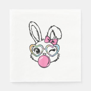 Cute Bunny Face Bubblegum Glasses Pink Coquette Bo Napkin