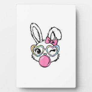 Cute Bunny Face Bubblegum Glasses Pink Coquette Bo Plaque