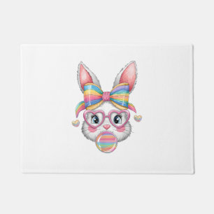 Cute Bunny Face Coquette Bow Girls Women Easter Da Doormat