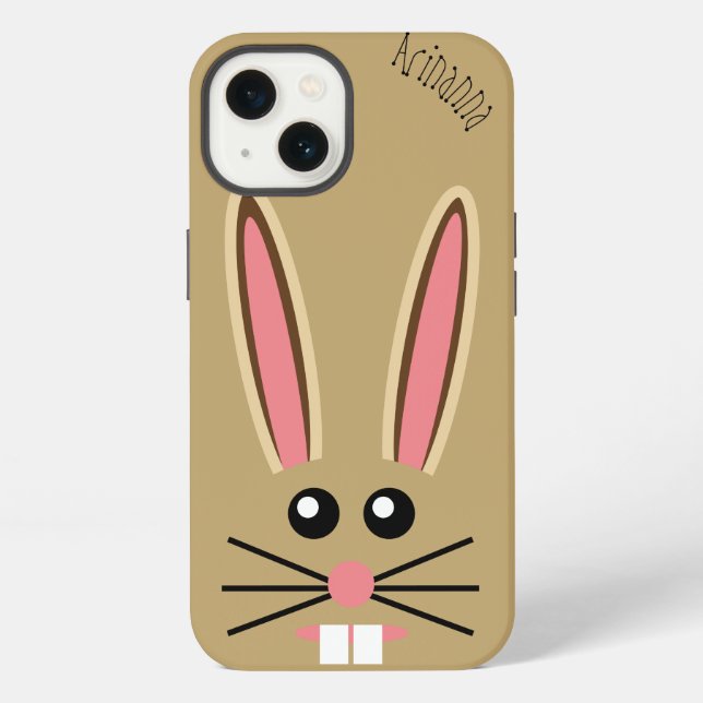 Cute Bunny Face Customizable iPhone Case (Back)